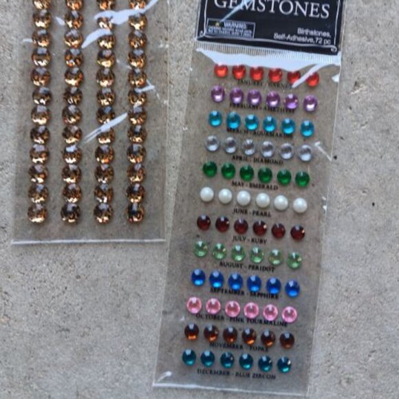 SET OF 2 THE PAPER STUDIO GEMSTONES STICKERS 3D -Birthstones & Leopard - Picture 1 of 4